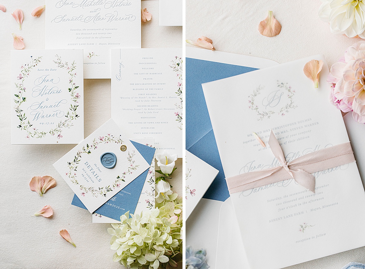 Custom floral wedding invitations